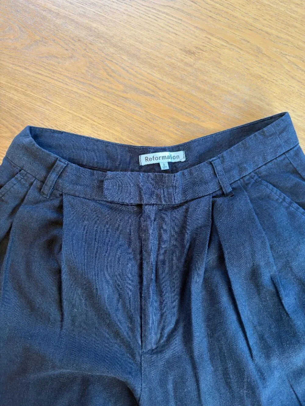 Reformation Black Linen Deadstock Earl Pant Size 2
